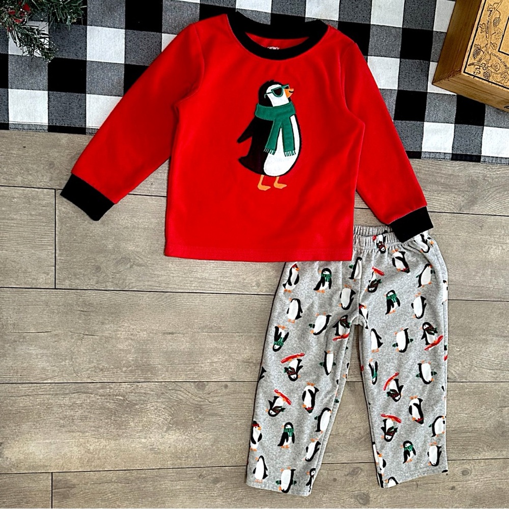 Carter's Winter Penguin Christmas Pajamas Set 3T Toddler Fleece Long Sleeve